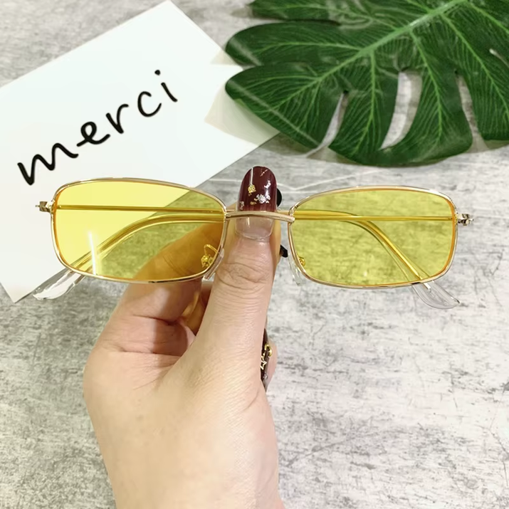 UV400 Classic Retro Metal Rectangle Sunglasses Unisex Vintage Design Lens Sun Glasses Small Oval Glasses Eyewear for Women Men
