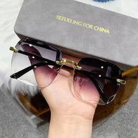 Square Rimless Fashion Sunglasses for Women Men Summer Gradient Sun Shades for Vacation Beach Travel（Not Include Glasses Case）