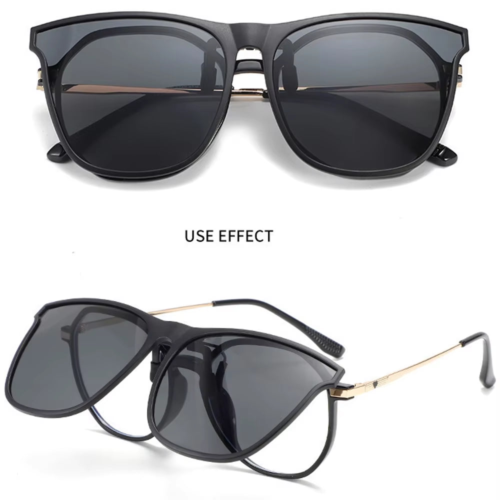 Polarized Clip on Sunglasses Men Car Driver Goggles UV400 Sun Glasses anti Glare Vintage Square Glasses