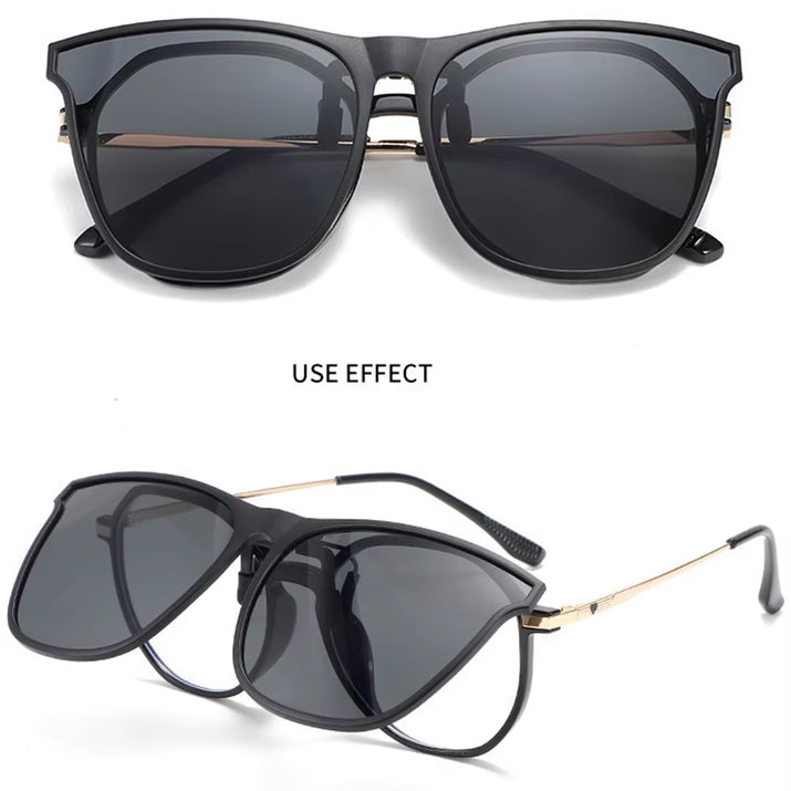 Polarized Clip on Sunglasses Men Car Driver Goggles UV400 Sun Glasses anti Glare Vintage Square Glasses