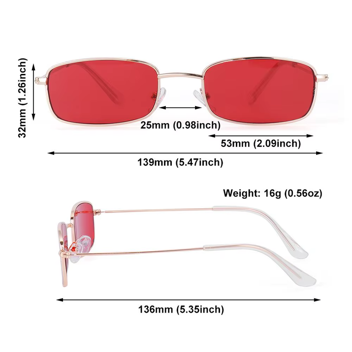 UV400 Classic Retro Metal Rectangle Sunglasses Unisex Vintage Design Lens Sun Glasses Small Oval Glasses Eyewear for Women Men