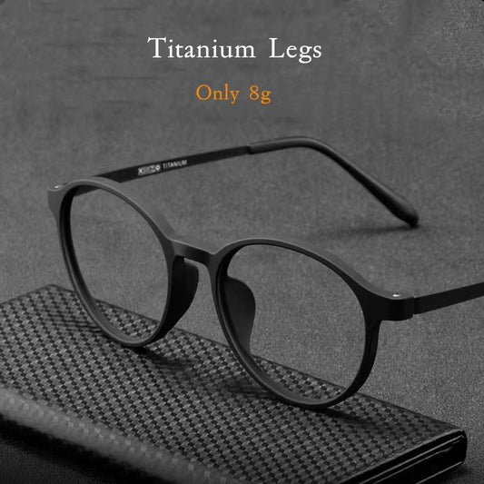 Ultralight Titanium Alloy TR90 Reading Glasses for Men and Women Retro round anti Blue Light Presbyopia Glasses 0 +100 +150 +250