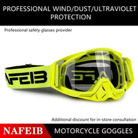 NAFEIB Motocross Glasses Motorcycle Sunglasses Man Windproof Protection Skiing Cycling Racing Off-Road Goggles Tear-Off Film