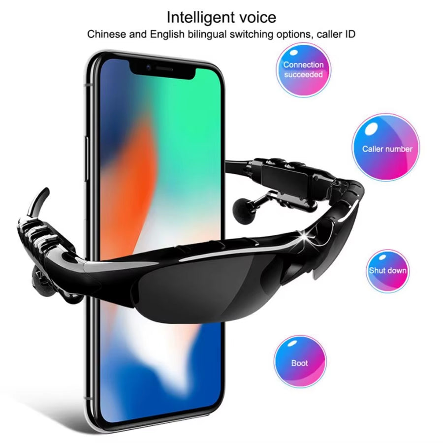 Glasses Headset Stereo Earphones Wireless Headset with Mic Glasses Sunglasses for Driving Cycling Sports Headphones