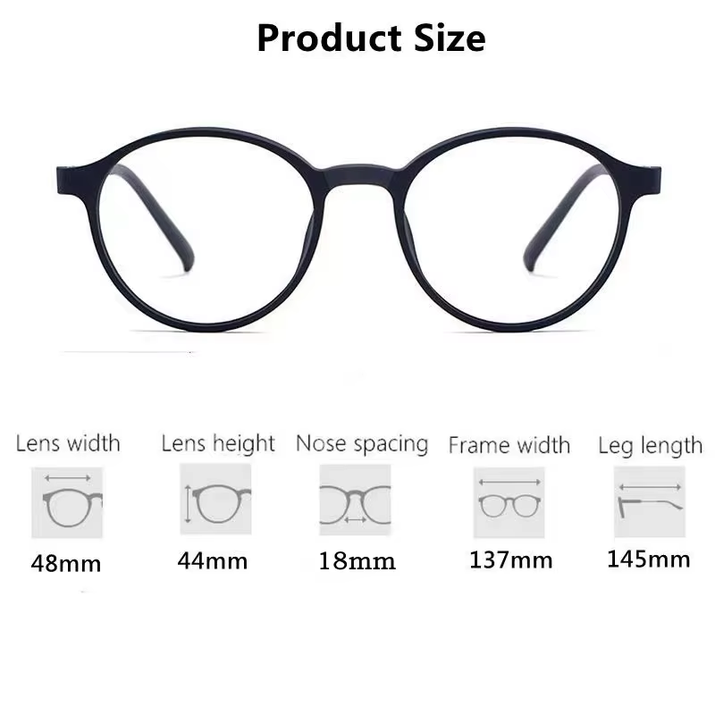 Ultralight Titanium Alloy TR90 Reading Glasses for Men and Women Retro round anti Blue Light Presbyopia Glasses 0 +100 +150 +250