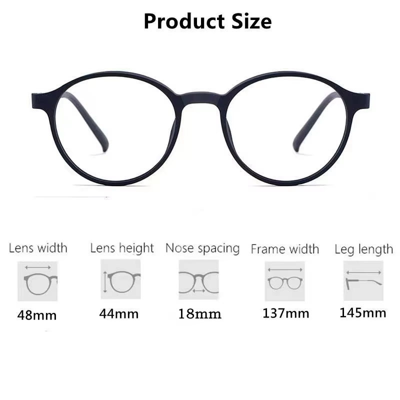 Ultralight Titanium Alloy TR90 Reading Glasses for Men and Women Retro round anti Blue Light Presbyopia Glasses 0 +100 +150 +250