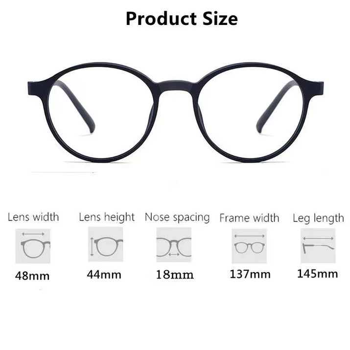 Ultralight Titanium Alloy TR90 Reading Glasses for Men and Women Retro round anti Blue Light Presbyopia Glasses 0 +100 +150 +250