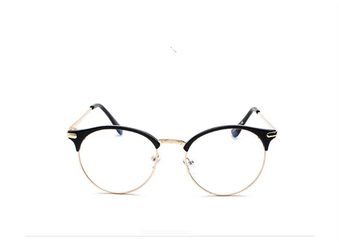 Vintage Eyewear Glasses Frame Clear Glasses Half Frame Metal Eyeglasses Optical Glasses Frame Students Fake Glasses