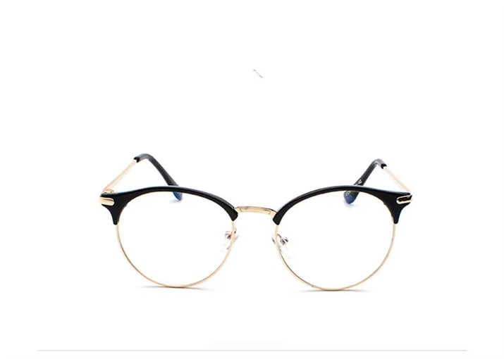 Vintage Eyewear Glasses Frame Clear Glasses Half Frame Metal Eyeglasses Optical Glasses Frame Students Fake Glasses