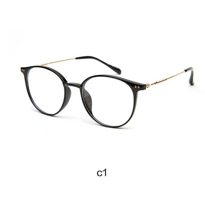 Acetate Unisex Solid Alloy Glasses Frame Women Prescription Glasses Fashion Designer Metallic Circle Glasses Myopia Glasses