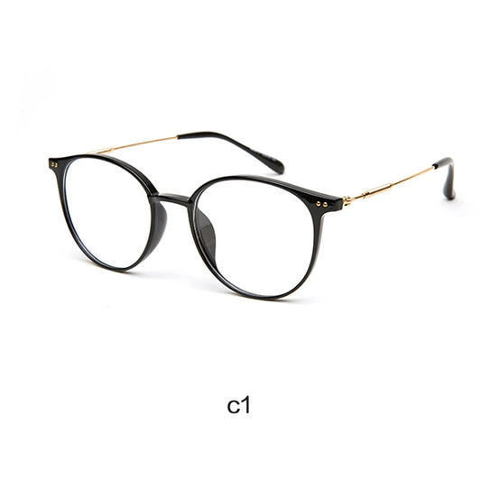 Acetate Unisex Solid Alloy Glasses Frame Women Prescription Glasses Fashion Designer Metallic Circle Glasses Myopia Glasses