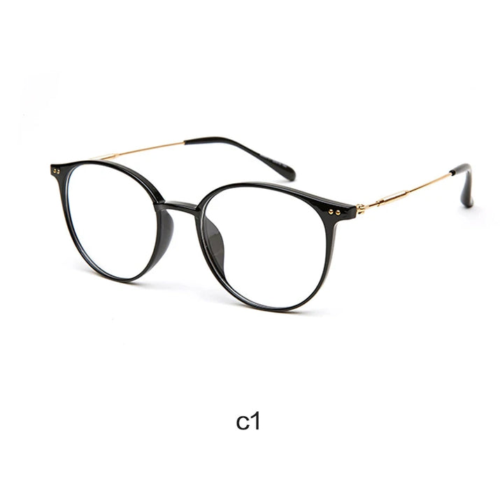 Acetate Unisex Solid Alloy Glasses Frame Women Prescription Glasses Fashion Designer Metallic Circle Glasses Myopia Glasses